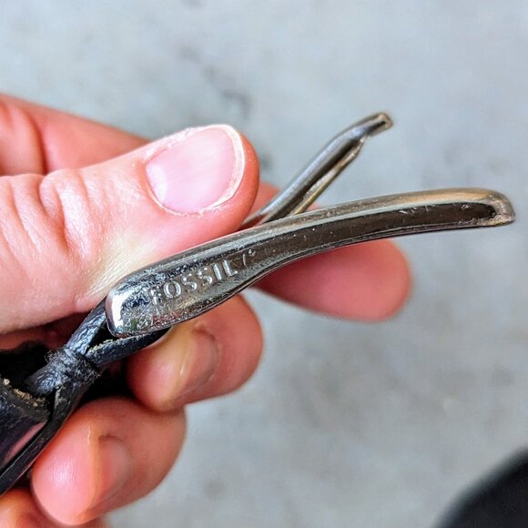 Fossil Black Genuine Leather Silver Buckle Belt size 40 - Picture 2 of 10
